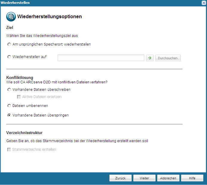 caadr--Optionen Wiederherstellungspunkte-W