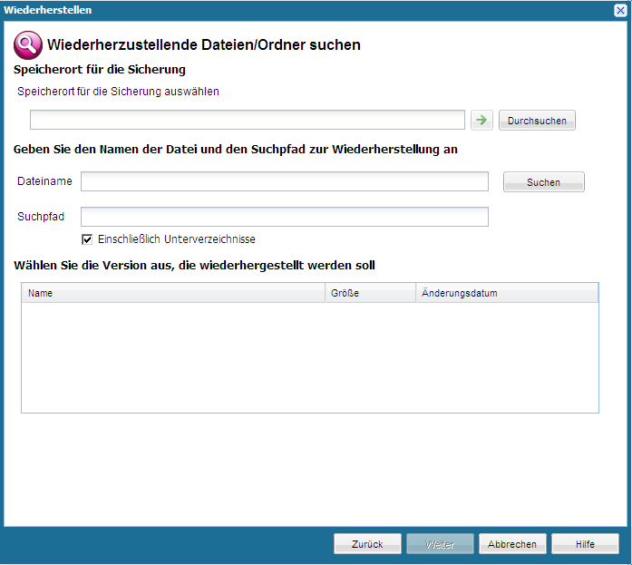 Wiederherstellungsmethode - Dateien suchen