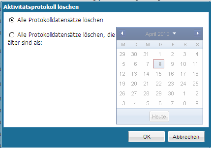 Optionen "Protokoll löschen"