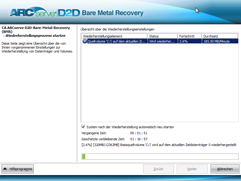 cad2d--BMR - start restore process screen-W