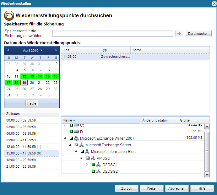 Anwendungswiederherstellung - Exchange 2