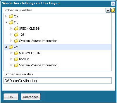 Anwendungswiederherstellung - SQL 4 - Nur Datei sichern, Ordner durchsuchen