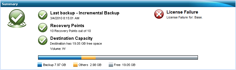 Home Page - Backup Status Overview