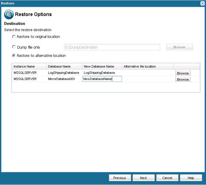 Application Recovery - SQL 6 Restore to Alternative Location, change Database Name