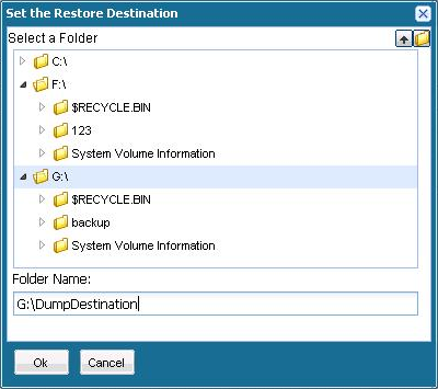 Application Recovery - SQL 4 Dump File Only, Browse Folder
